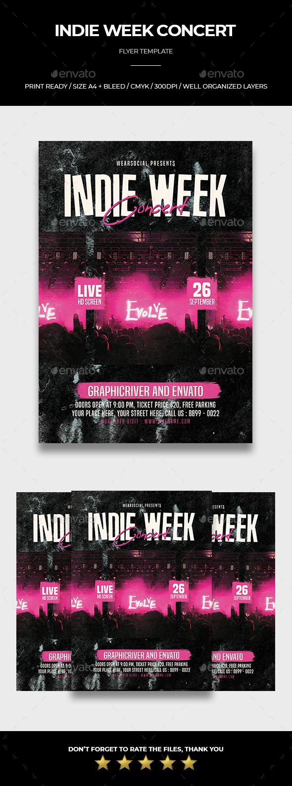 Indie Week Concert Flyer by Wearsocial GraphicRiver